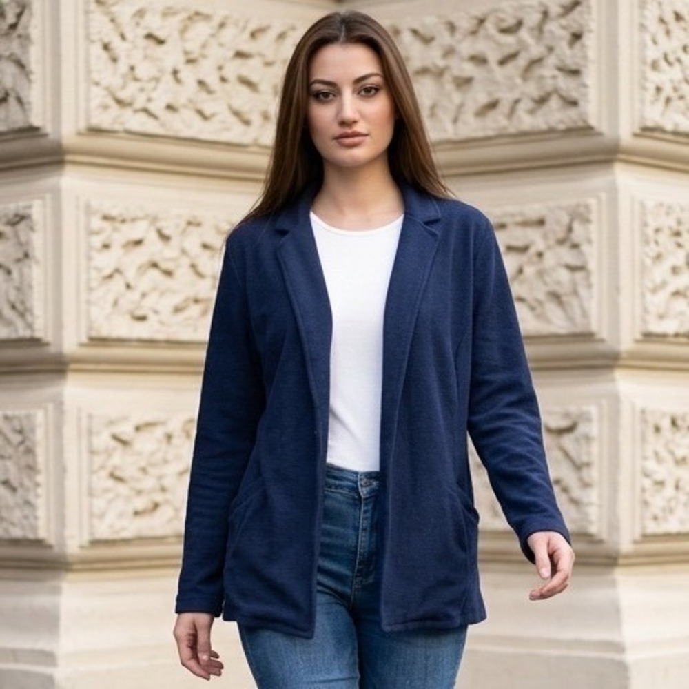 Caslon Navy Blue Peplum Knit Blazer Open Front Jacket Womens Plus Size 2X